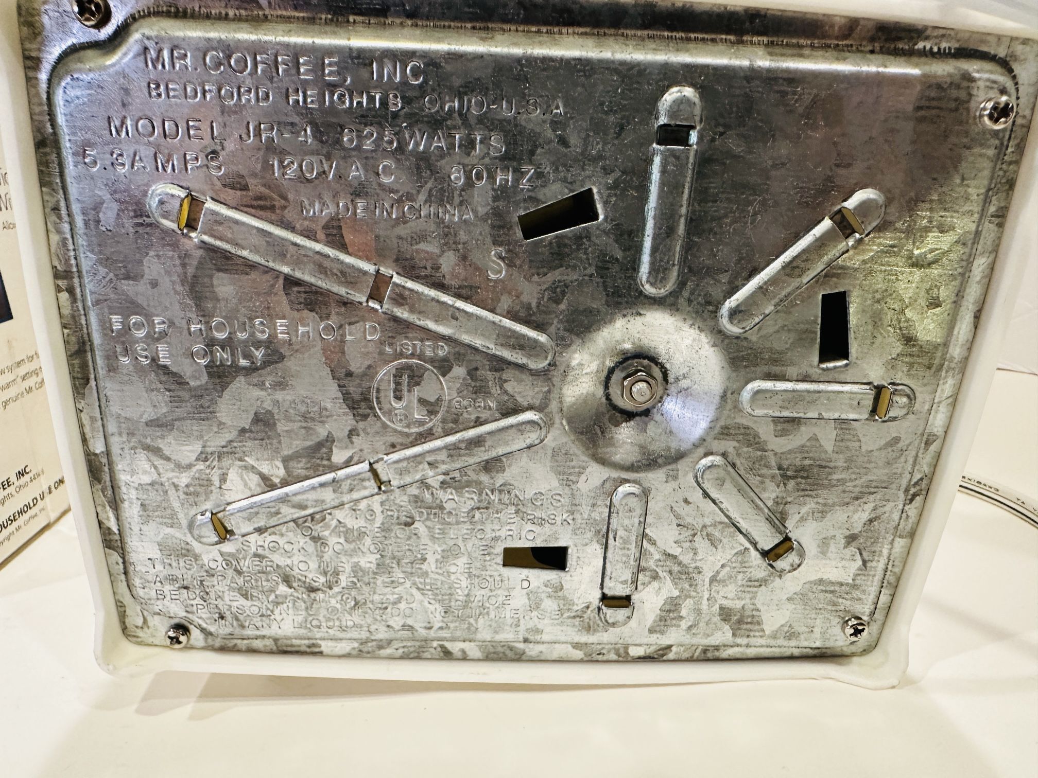 Vintage 1990 Mr Coffee Jr Model JR-4 Mini 4 Cup Coffee Maker White Tested Works!