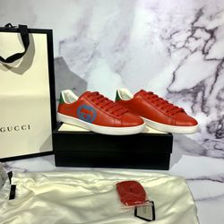 👟 Gucci Red Comb Ace Mid-Top Sneakers – Men’s 9.5 & 10 Ready for Pickup!
