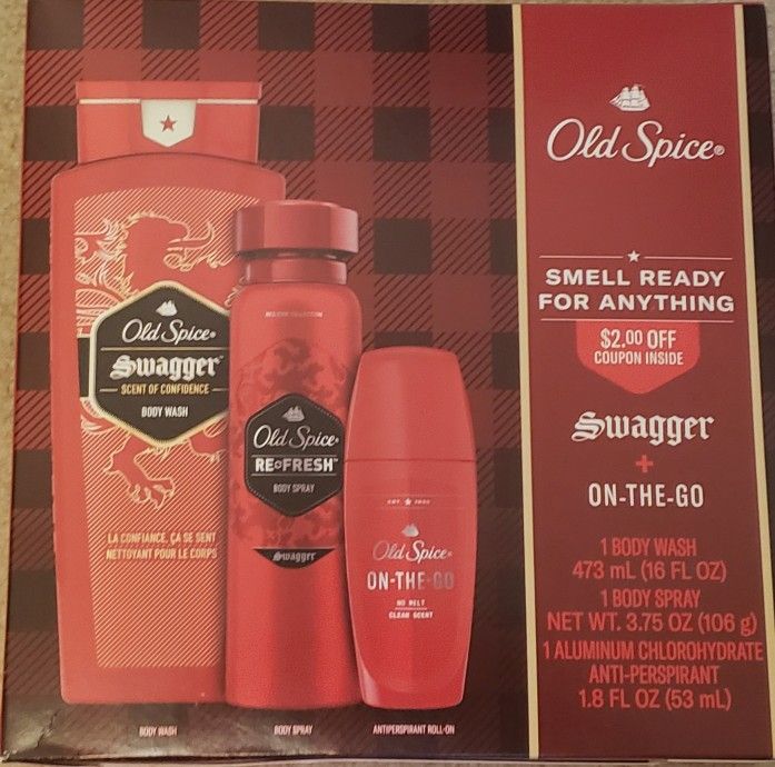 New Box Old Spice 1 Body Wash 1 Body Spray 1 Aluminum Chlorohydrate Anti Persipirant 