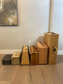 6 Vintage Suitcases - Antique Luggage- Multiple Colors and Sizes