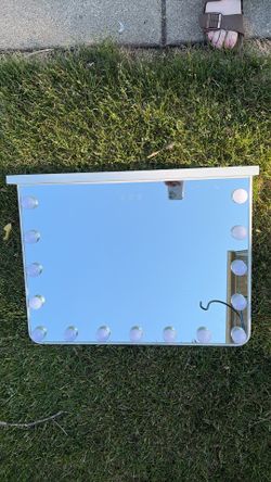Hollywood Vanity Mirror with Lights, 23" x 18", 15 Dimmable Bulbs, 3 Color Lights, Make Up Lighted Mirror, USB Charging Port