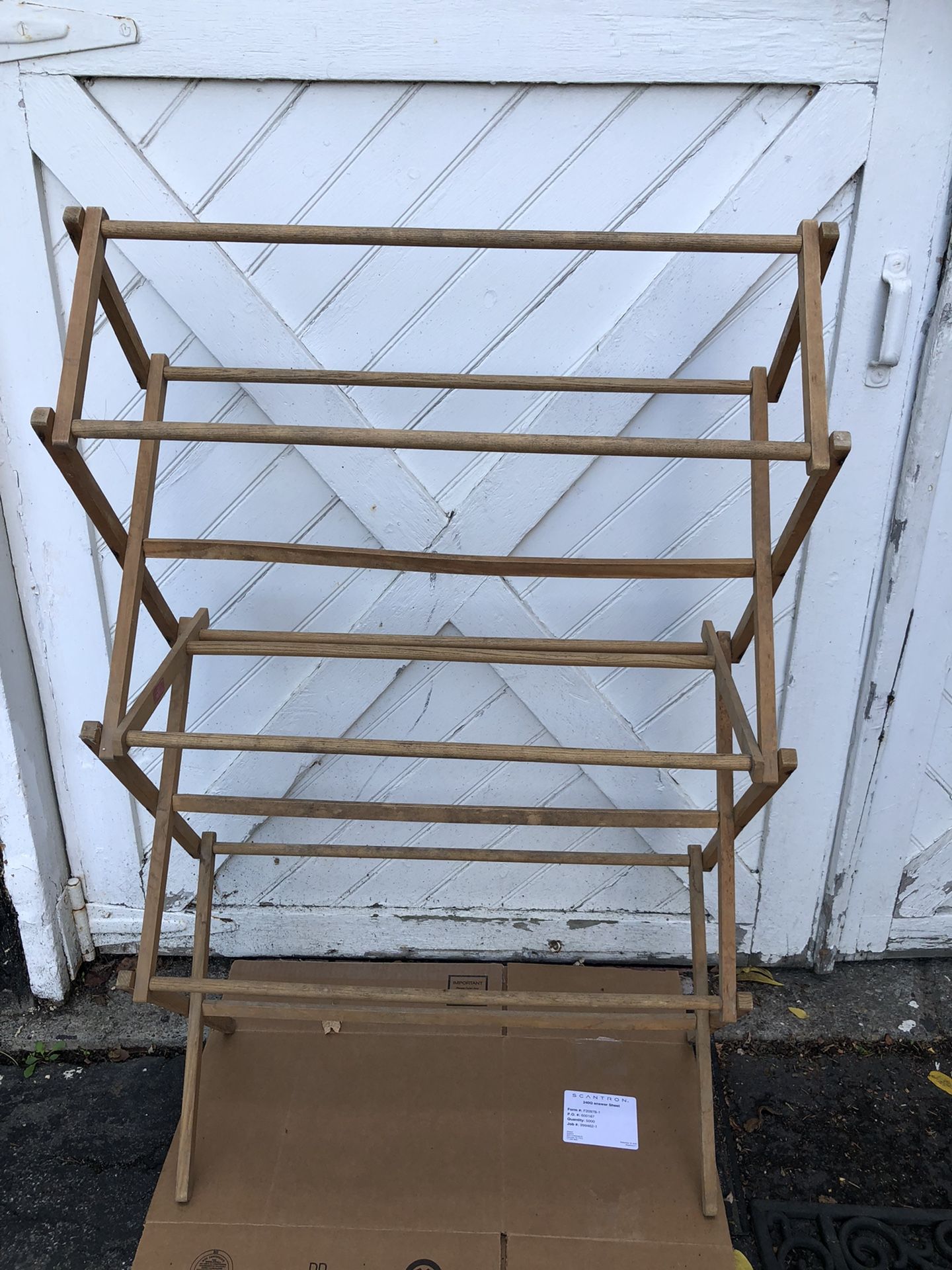 VINTAGE WOODEN FOLDING DRYING RACK 28.5w X 46”h BY GEM MFG CO