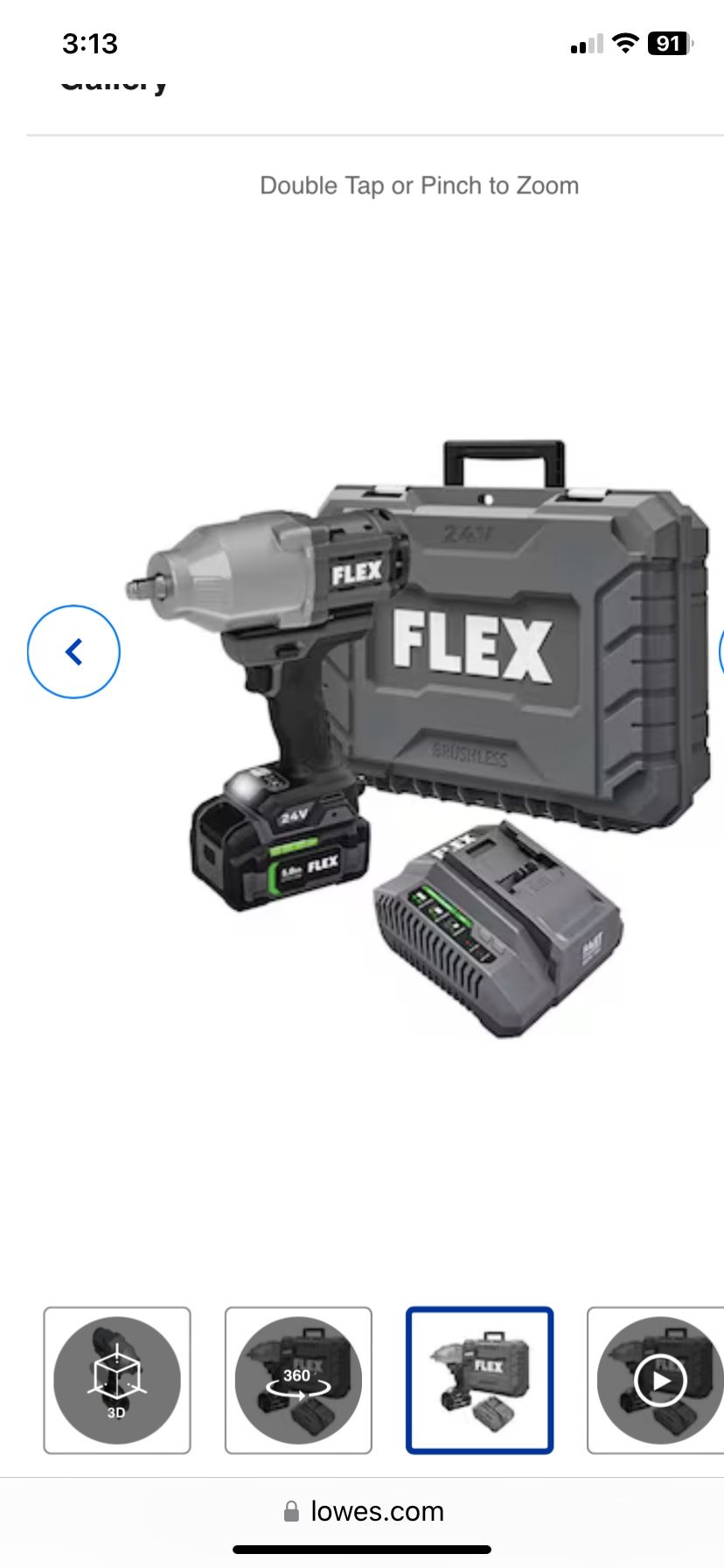 FLEX 24-volt Variable Speed Brushless 1/2-in Drive Cordless Impact Wrench (Battery Included)