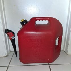 5 gallon gas can (POUR SPOUT MISSING but included a funnel) $10 FIRM
