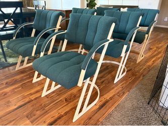 Amazing Post Modern teal cantilever dining chairs set of 6