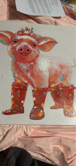 Pig in Rain Boots Canvas Wall Art