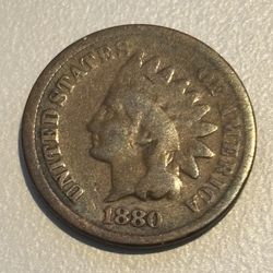 1 cent 1880. Antique coin USA.