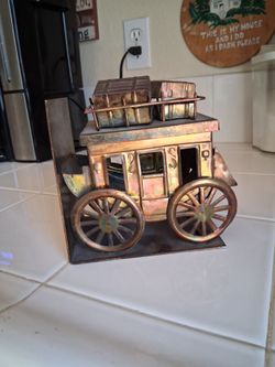 Vintage Metal Stagecoach Bookends 1 Burnt Copper Western Wagon Bookend