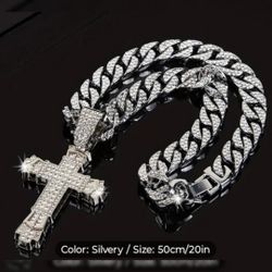 New And Packaged Hip-hop Cross Rhinestones Cuban Pendant Necklace Unisex Neck Jewelry For Women