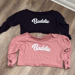 Fashion Nova "Baddie" off-the-shoulder crop top