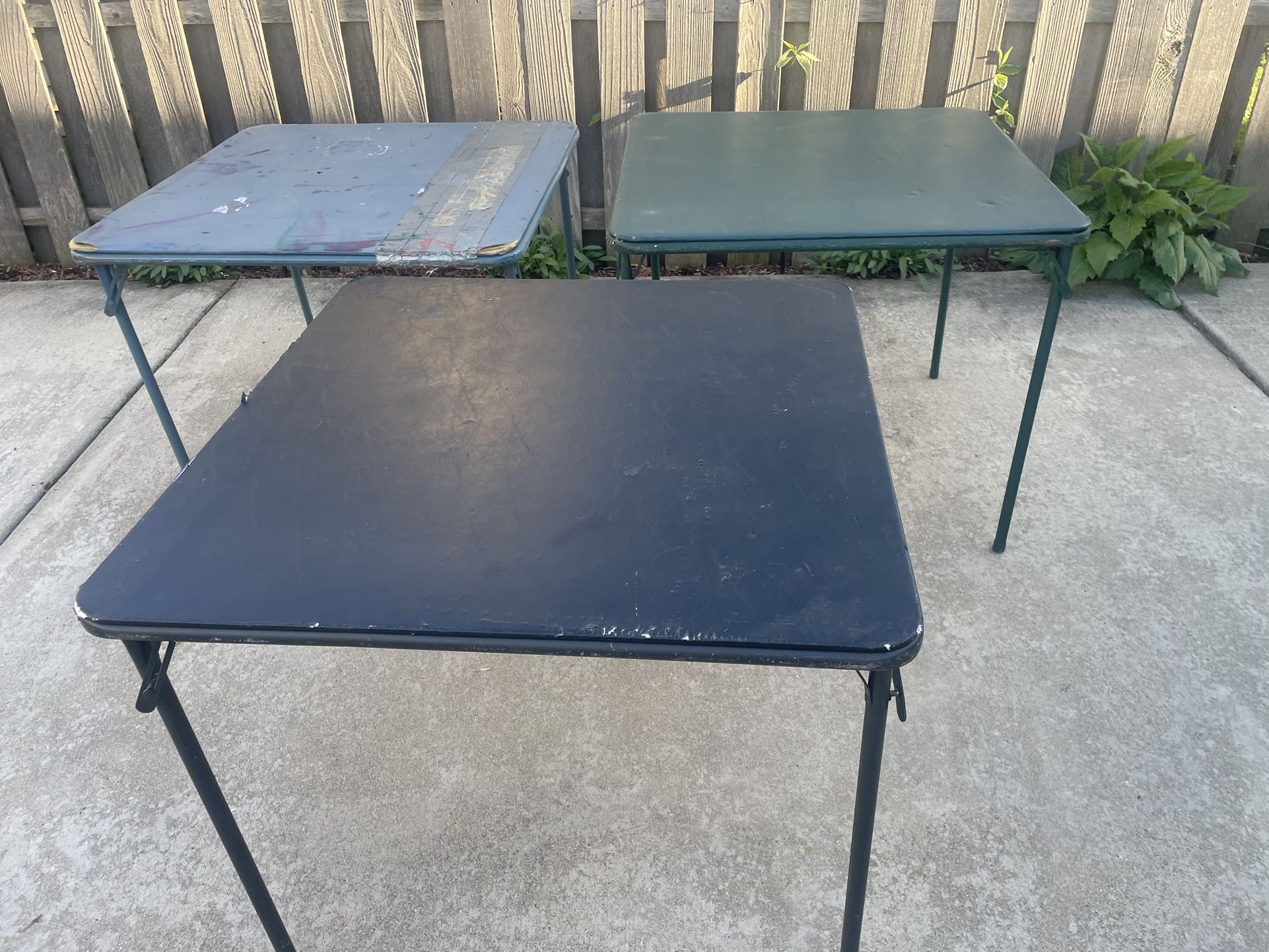Set of 3 Folding Portable Metal Tables 
