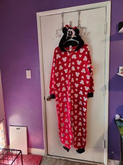 Disney Womens Minnie Mouse Onesie Hooded Pajamas