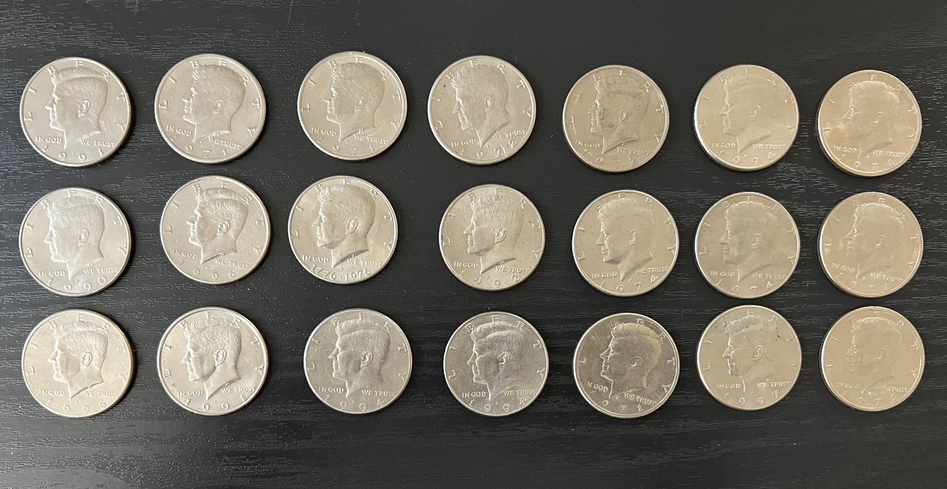 21 Kennedy Half Dollar Coins