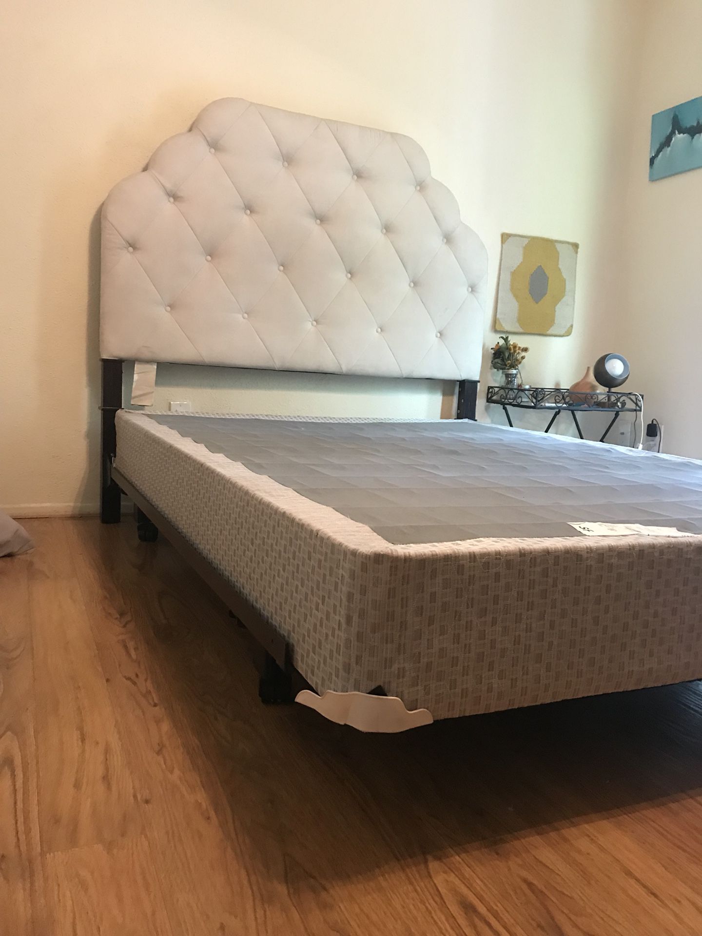 Full size bed frame with box spring