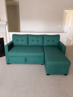 Modern Convertible Sleeper Sofa Bed with Storage Chaise | Like New