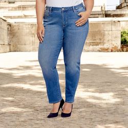 NYDJ Women’s Plus Size Emma Relaxed Slender Dark Blue Jeans Sz 28W