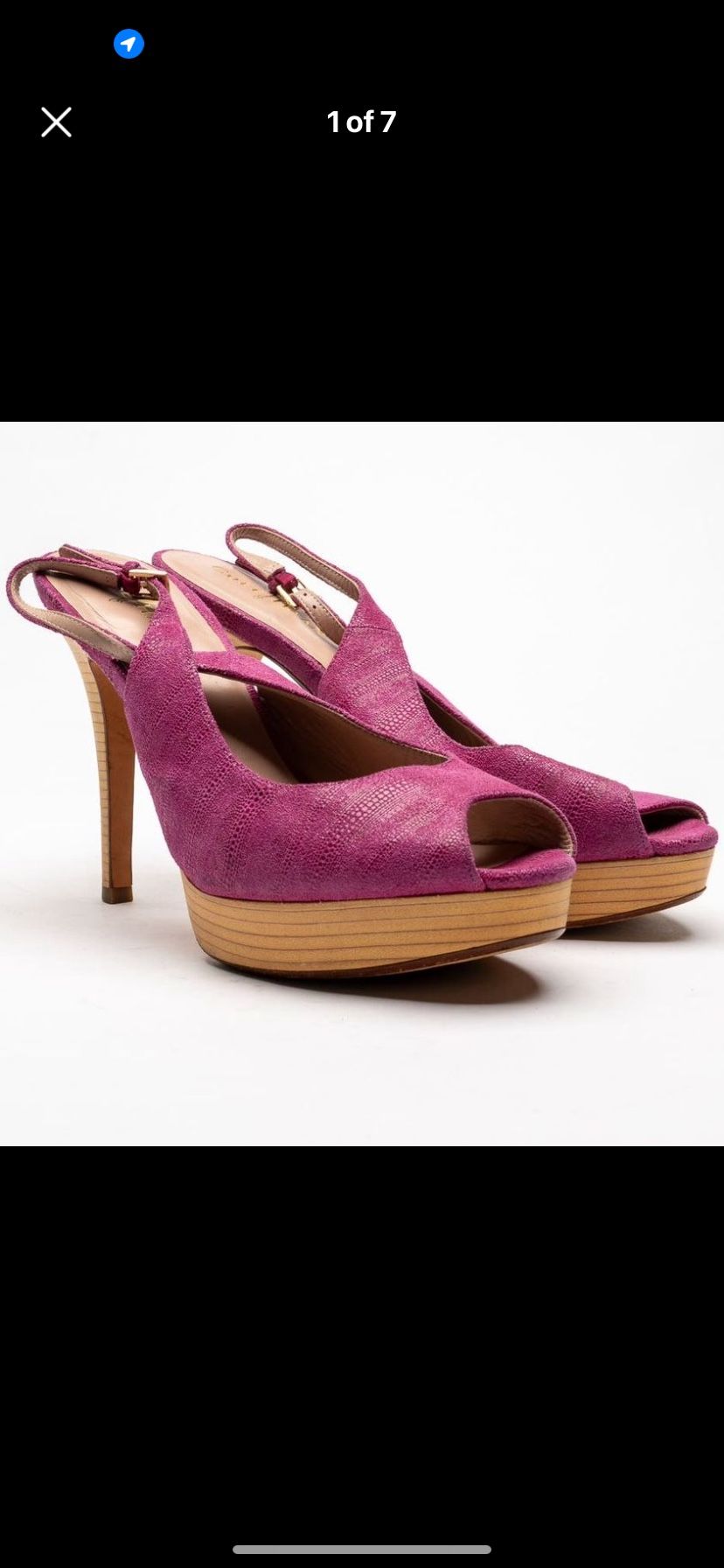 Cole Haan Hot Pink Textured Leather Open Toe Slingback Heels Pumps Size 10B