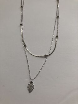 Silver leaf necklace