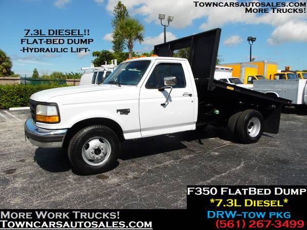 Ford F350 *DUMP FLATBED *7.3L DIESEL STAKE Service DUMP Truck Flat Bed