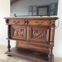 Antique Wooden Consule With Drawers 