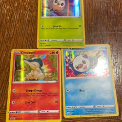 Cute Pokémon TCG Card Lot 2022 Black Star Promo Cyndaquil SWSH221, Rowlet SWSH220, & Oshawott SWSH222 From Collectors Chest Box Set 