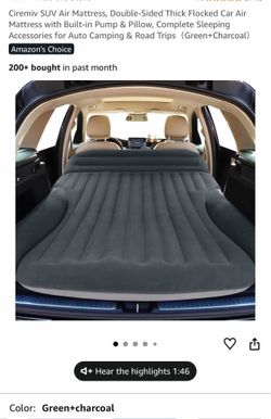 SUV Air Mattress, Double-Sided Thick Flocked Car Air Mattress with Built-in Pump & Pillow