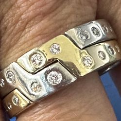 14K Gold & Platinum Puzzle Ring-Size 14