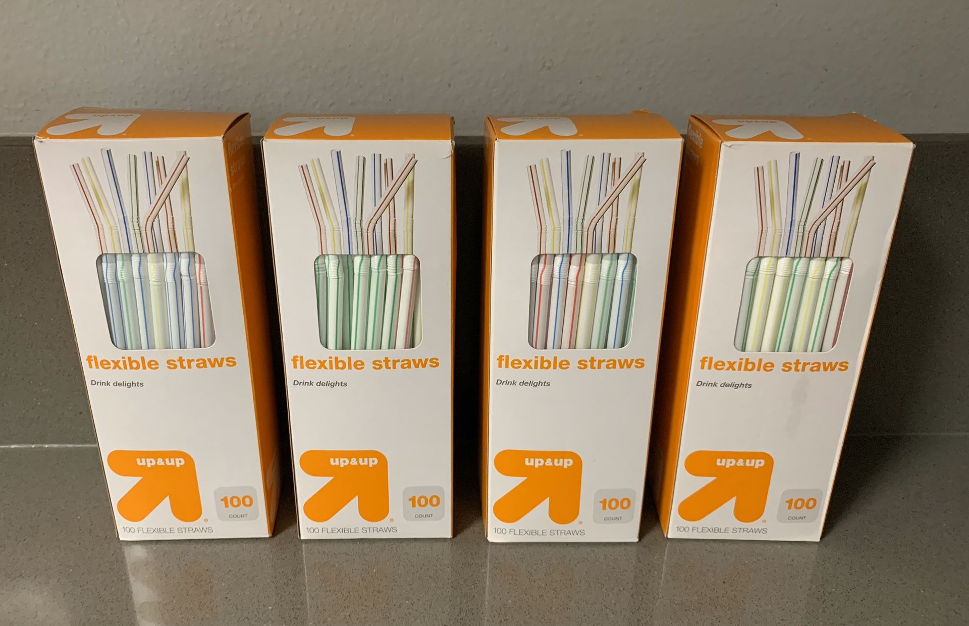 4 Boxes Flexible Color Stripe Plastic Drinking Straws