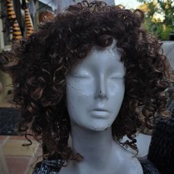 Red Copper Curly Hair Wig Cosplay Halloween 