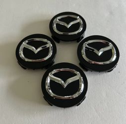Set of 4 Mazda Black Wheel Center Caps 2 1/4 Inch Hubcaps CX5 CX9 3 6 RX-8