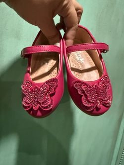 Toddler girl pink butterfly dressy shoes