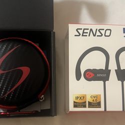 Senso Bluetooth Headphones, Best Wireless Sports Earbuds w/Mic IPX7 Waterproof HD Stereo Sweatproof Earphones