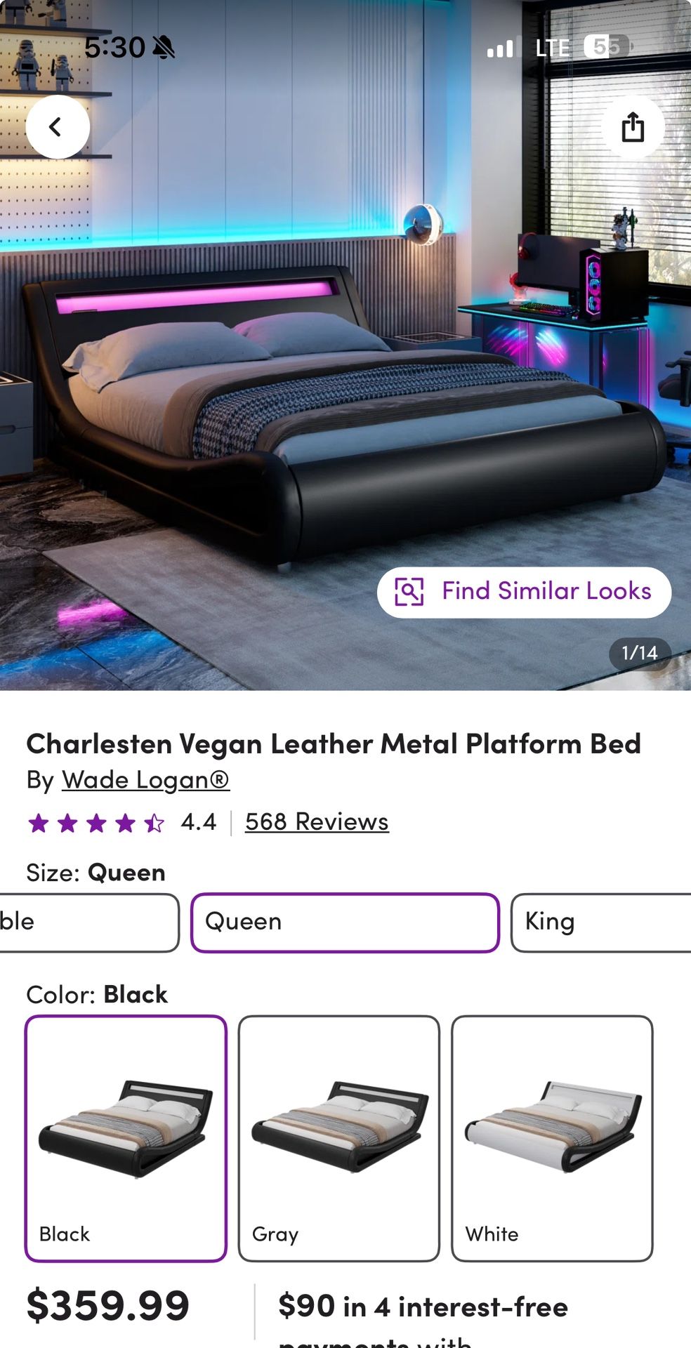 LED Queen Bed and Mattress