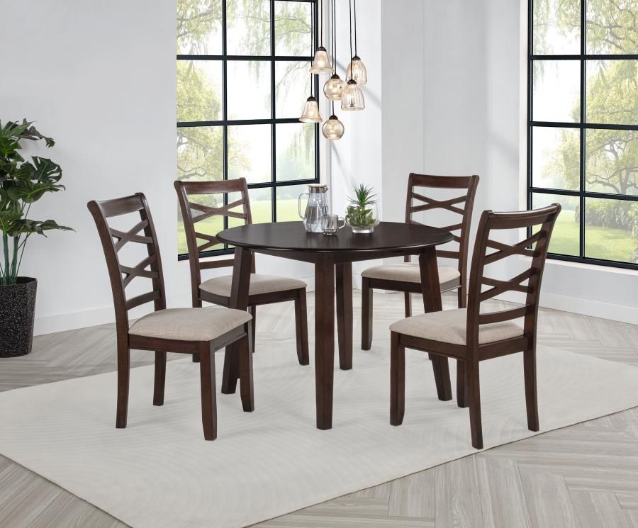 NEW 5 PC ROUND Wood Drop Leaf Table Chairs Dining Room Set $10 DOWN
