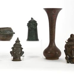 6 Asian Metal & Stone Articles