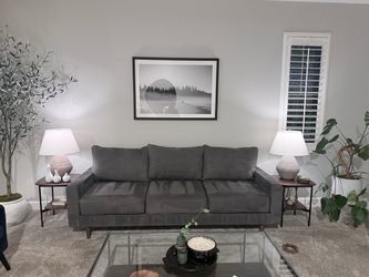 Gray Mid-Century Modern 3-Seat Sofa