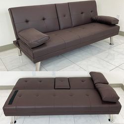 Brand New $155 Sofa Bed Futon Convertible Folding Recliner Couch Furniture 65x30x31” Cup Holder 