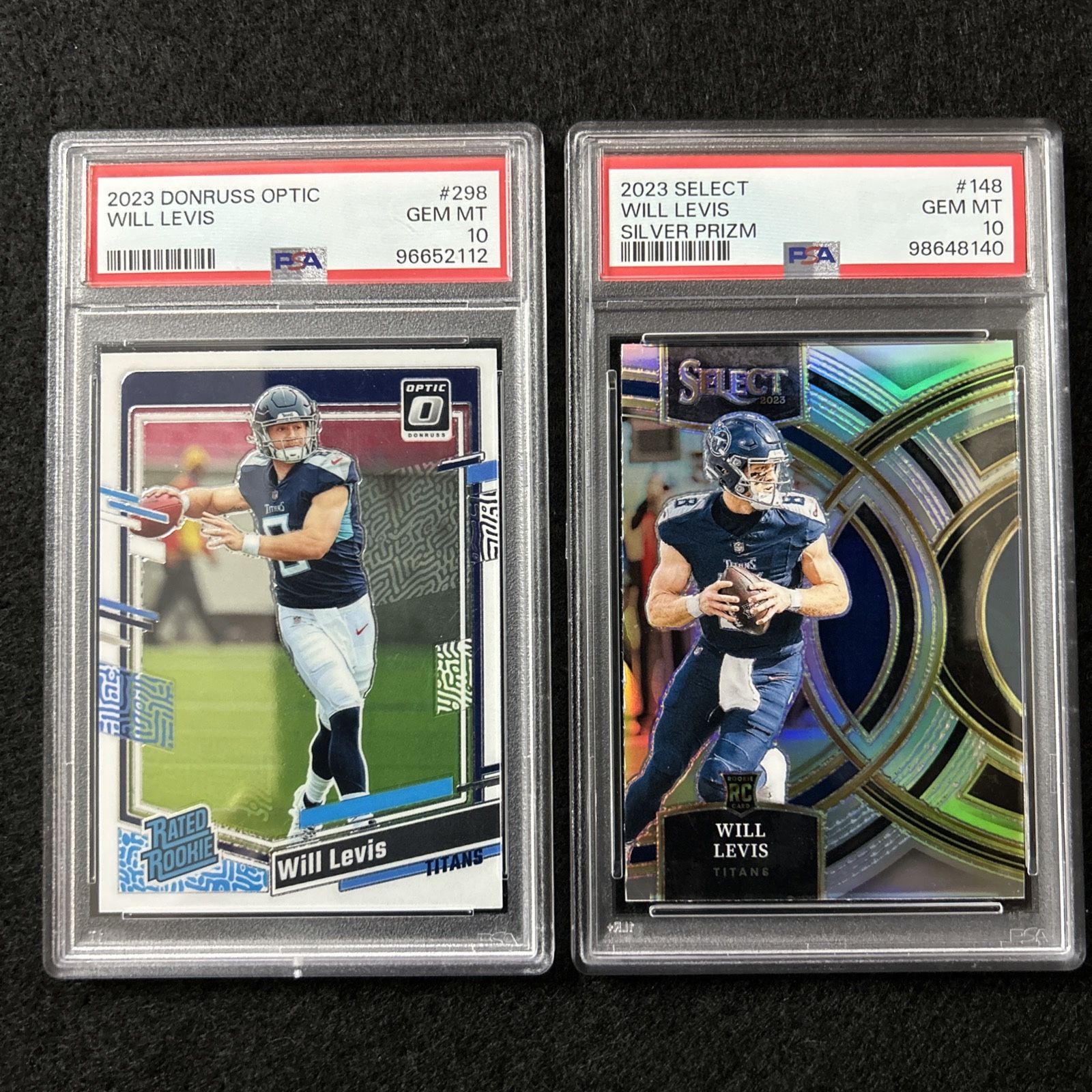 Will Levis PSA 10 Rookie Lot (3) 2023 Donruss Optic Select Silver Prizm RC