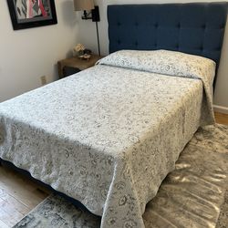Full upholstered bedframe with mattresses