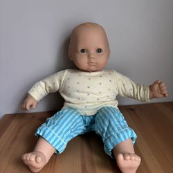 American Girl Doll Bitty Baby Wearing Pajamas Blonde Hair Blue / Gray Eyes
