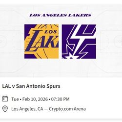 Lakers Vs Spurs- 2/10/26- 2 Tix