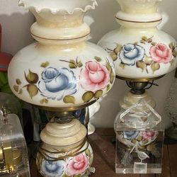 Pareja LAMPARAS ANTIGUA Porcelana BRONCE 