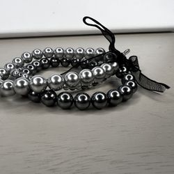 RMN set of 3 grey silver faux pearl stretch bracelets new