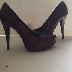 Carlos Santana Stiletto Shoes For Women In Faux Leather. Burgundy