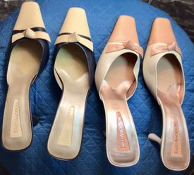 2 Pairs Of Enzo Angiolini Bowed Leather Mules