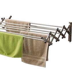 Racks Stainless Steel Wall Mounted Collapsible Laundry Clothes Drying Rack 60 Pound Capacity 22.5 Linear Ft Retails: $120