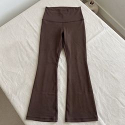 ⁠Dark Brown Butter Soft Flared Leggings / Yoga Pants with Ruched Back Detail⁠