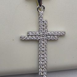 Iced Moissanite Cross Pendant w/ 16–18” Chain | S925 Silver