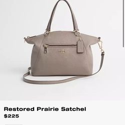 Authentic Coach Taupe Prairie Satchel