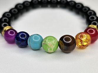 Beads Bracelets for Women Men Black Stone Bracelets Yoga Stretch Bangles Jewelry,Black Onyx,19cm

